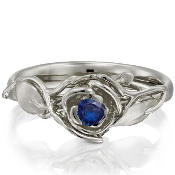 Rose Engagement Ring #3 White Gold and Sapphire Catalogue