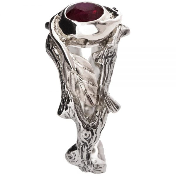 Twig and Leaf Engagement Ring White Gold and Ruby 8 Catalogue
