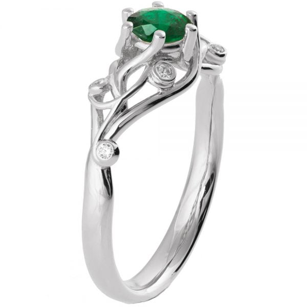 טבעת אירוסין ייחודית בעבודת יד בזהב לבן בשיבוץ אמרלד טבעית ENG#17 טבעות אירוסין
