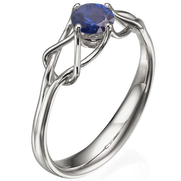 טבעת אירוסין אלגנטית בסגנון קלטי בשיבוץ אבן ספיר ENG#10 טבעות אירוסין