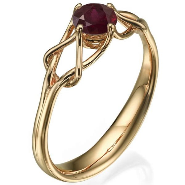 Celtic Engagement Ring Rose Gold and Ruby ENG10 Catalogue