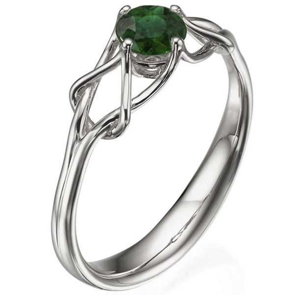 Celtic Engagement Ring White Gold and Emerald ENG10 Catalogue