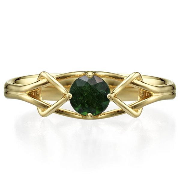 Celtic Engagement Ring Yellow Gold and Emerald ENG10 Catalogue