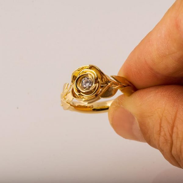 Rose Engagement Ring #1 Yellow Gold and Moissanite Catalogue