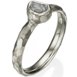 Chiseled Raw Diamond Engagement Ring White Gold