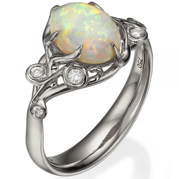 Opal and Diamonds Engagement Ring Platinum 17 Catalogue