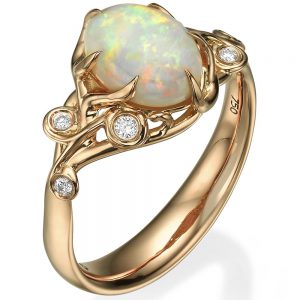 Opal and Diamonds Engagement Ring Rose Gold 17 Catalogue