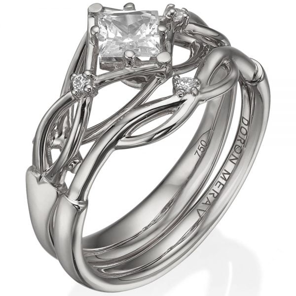 Celtic Bridal Set Platinum and Princess Cut Diamond