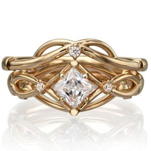 Celtic Bridal Set Rose Gold and Princess Cut Diamond ENG9 Catalogue