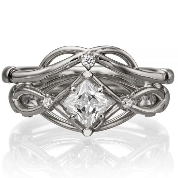 Platinum Celtic Bridal Set Princess Cut Diamond