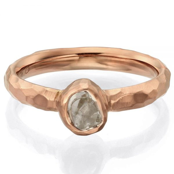 Chiseled Engagement Ring Raw Diamond Rose Gold