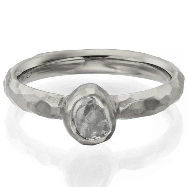 Chiseled Engagement Ring Raw Diamond White Gold