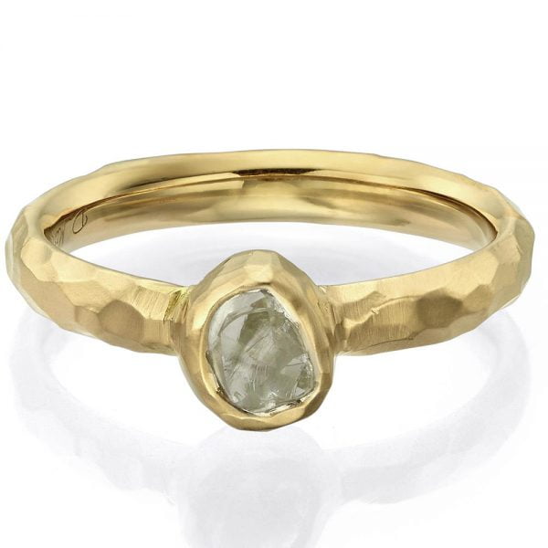 Chiseled Engagement Ring Raw Diamond Yellow Gold
