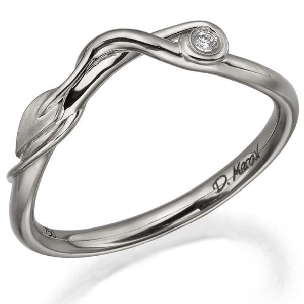 טבעת מעודנת מעוצבת בהשראת הטבע עשויה זהב לבן טבעות נישואין