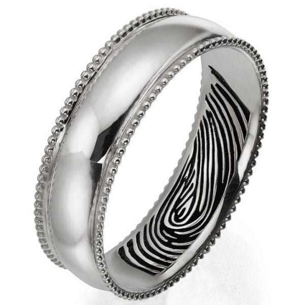 טבעת נישואין בטקסטורת טביעת אצבע עשויה זהב לבן טבעות נישואין