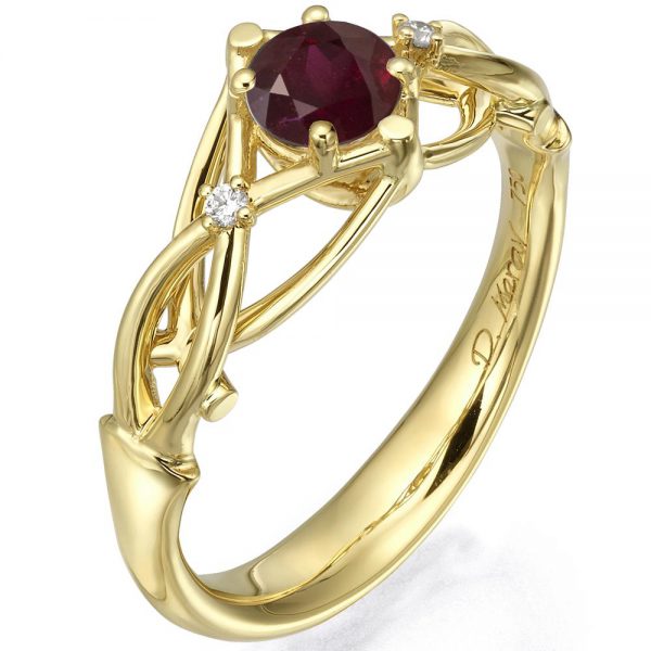 Celtic Engagement Ring Yellow Gold and Ruby ENG9 Catalogue