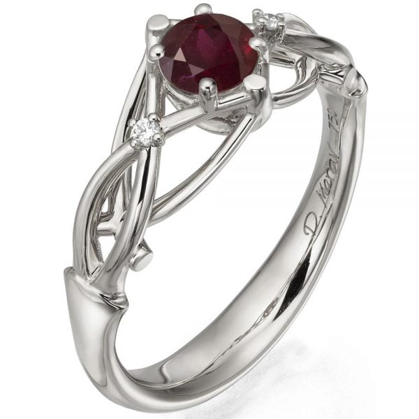 Celtic Engagement Ring White Gold and Ruby ENG9 Catalogue