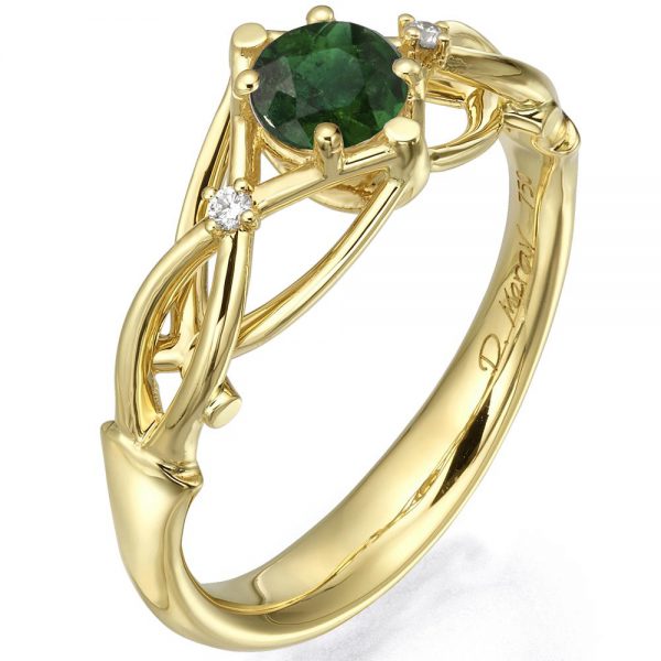 Celtic Engagement Ring Yellow Gold and Emerald ENG9 Catalogue