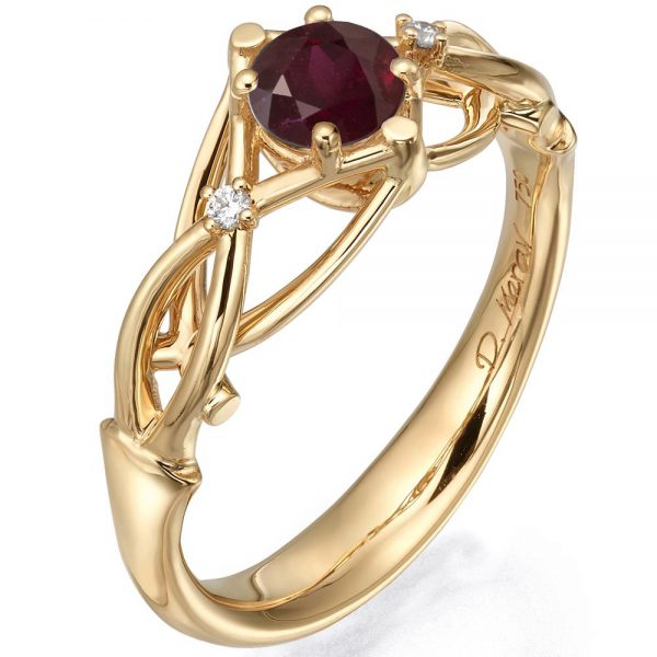 Celtic Engagement Ring Rose Gold and Ruby