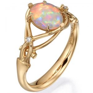 Opal and Diamonds Engagement Ring Rose Gold 9 Catalogue