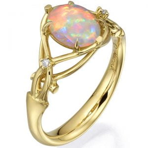 Opal and Diamonds Engagement Ring Yellow Gold 9 Catalogue