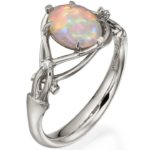 Opal and Diamonds Engagement Ring Platinum