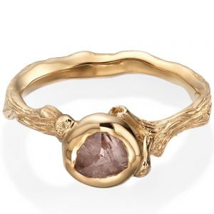 Raw Diamond Twig Engagement Ring Rose Gold 10 Catalogue