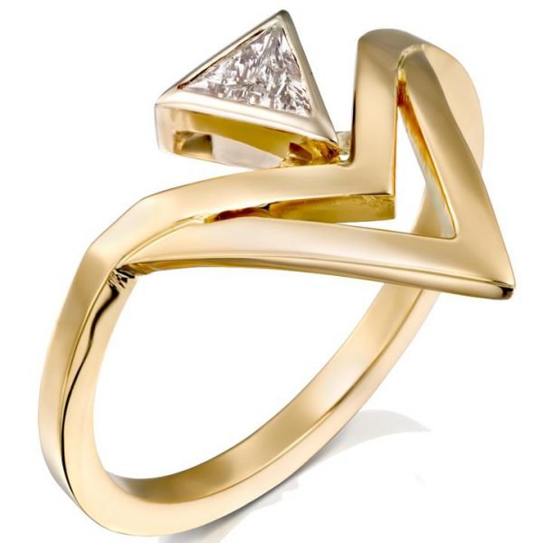 Geometric Triangle Diamond Engagement Yellow Gold Catalogue