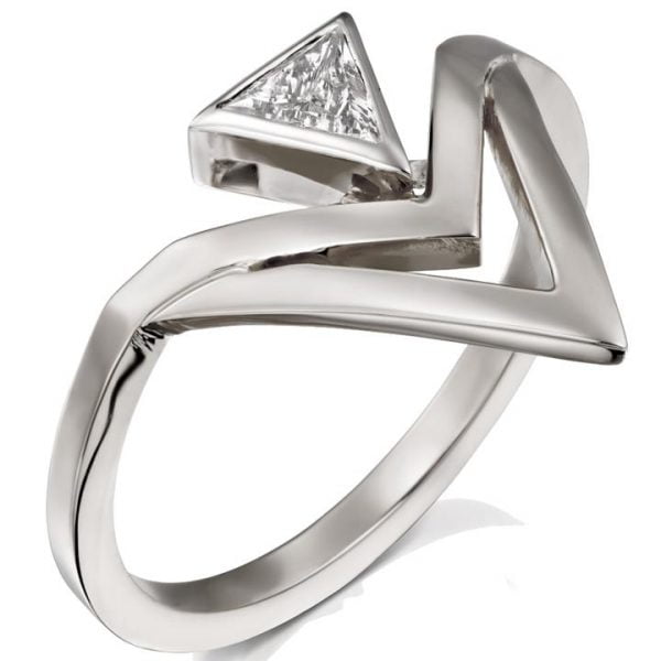 Geometric Triangle Diamond Engagement Platinum Catalogue