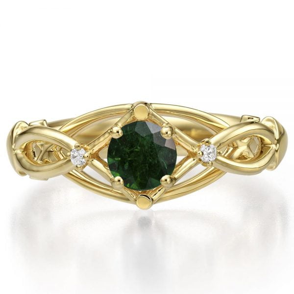 Celtic Engagement Ring Yellow Gold and Emerald ENG9 Catalogue
