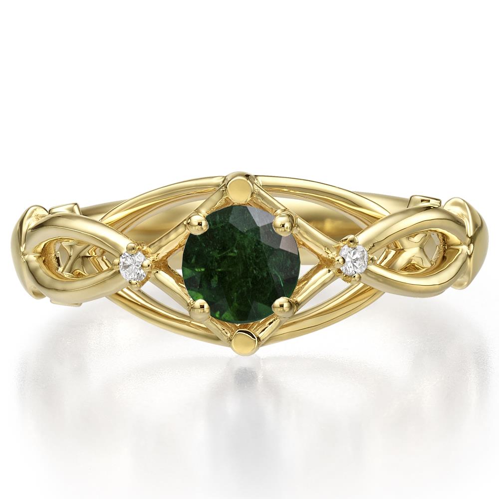 Natural emerald engagement ring set, celtic bridal ring set / Horta | Eden  Garden Jewelry™