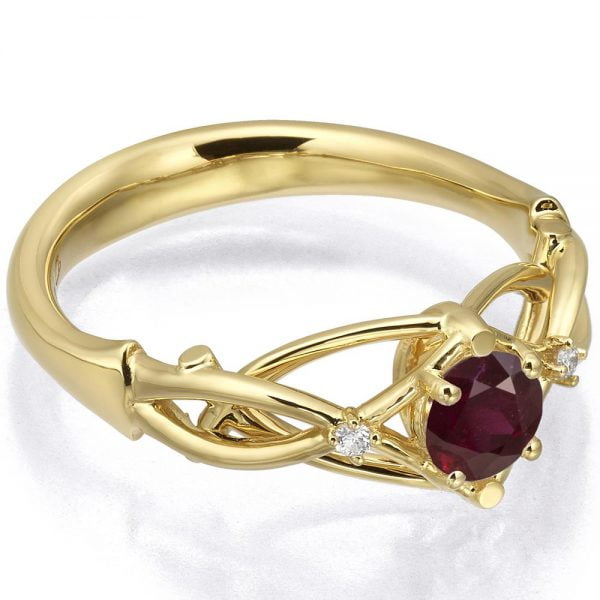 Celtic Engagement Ring Yellow Gold and Ruby ENG9 Catalogue