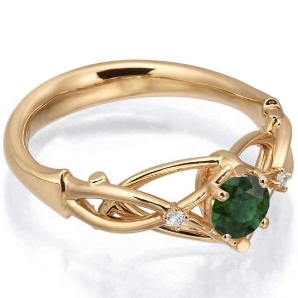 Celtic Engagement Ring Rose Gold and Emerald ENG9 Catalogue