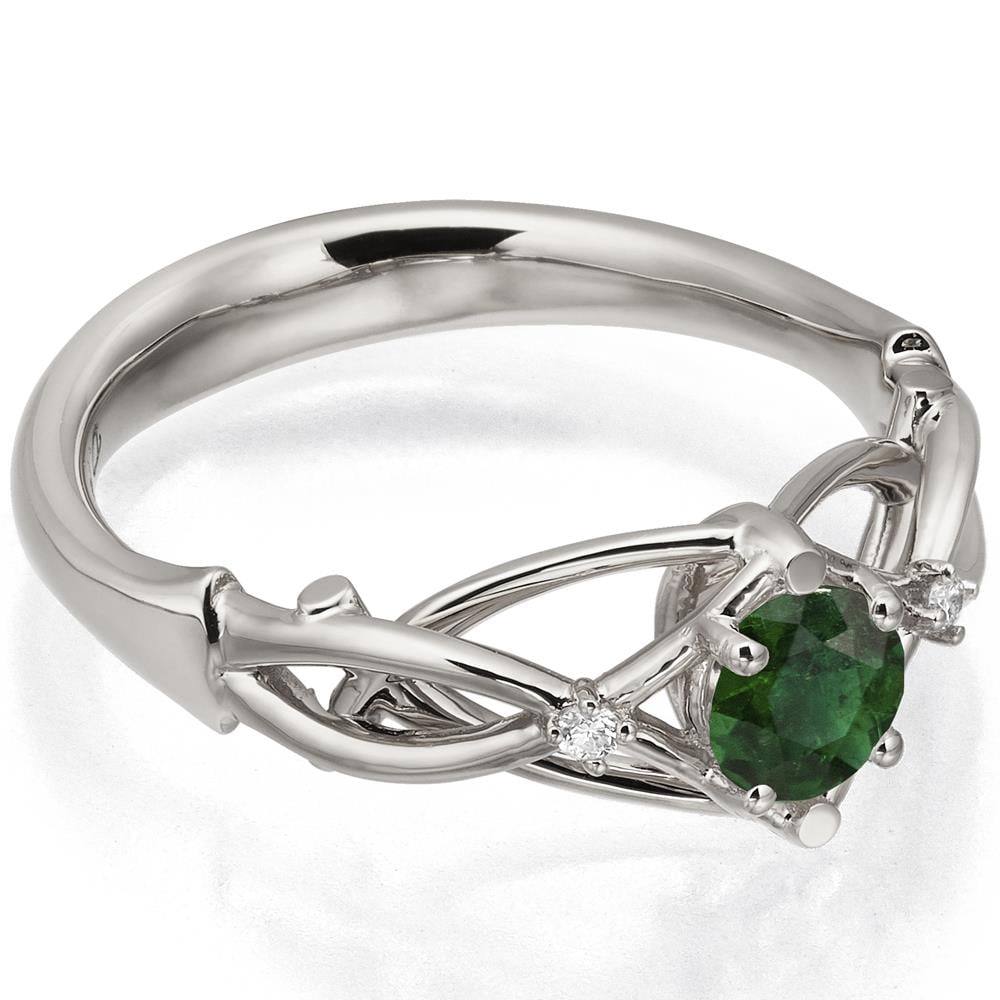 Lab created emerald engagement ring, celtic proposal ring with diamonds /  Horta | Eden Garden Jewelry™