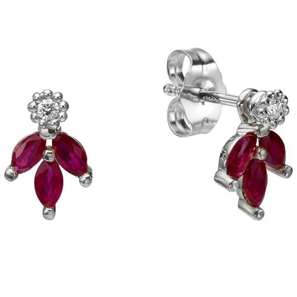 Vintage Earrings White Gold and Marquise Cut Rubies Catalogue