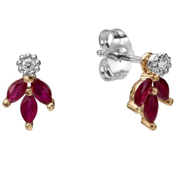 Vintage Earrings Rose Gold and Marquise Cut Rubies Catalogue