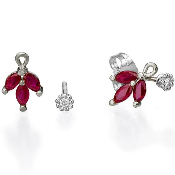 Vintage Earrings White Gold and Marquise Cut Rubies Catalogue