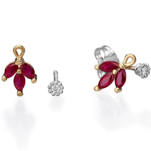 Vintage Earrings Rose Gold and Marquise Cut Rubies Catalogue