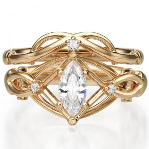 Celtic Bridal Set Rose Gold and Marquise Cut Diamond ENG9 Catalogue