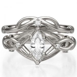 Celtic Bridal Marquise Cut Diamond Set White Gold