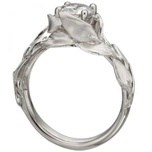 Leaves White Gold Moissanite Engagement Ring