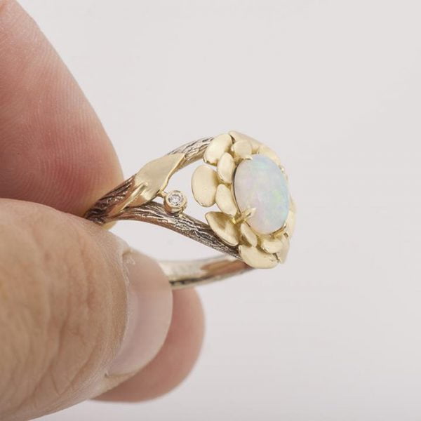 Flower Opal and Diamonds Ring Platinum 8 Catalogue