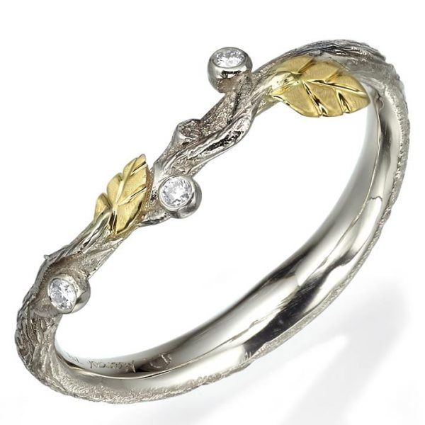 Twig and Leaf Bridal Set Yellow Gold and Moissanite 31 Catalogue