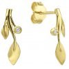 Yellow Gold Diamonds Leaf Earrings