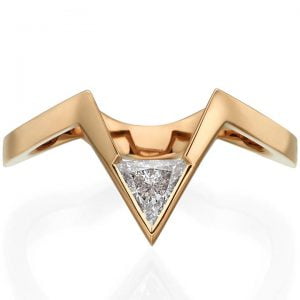 Rose Gold Triangle Diamond V Shaped Engagement Ring