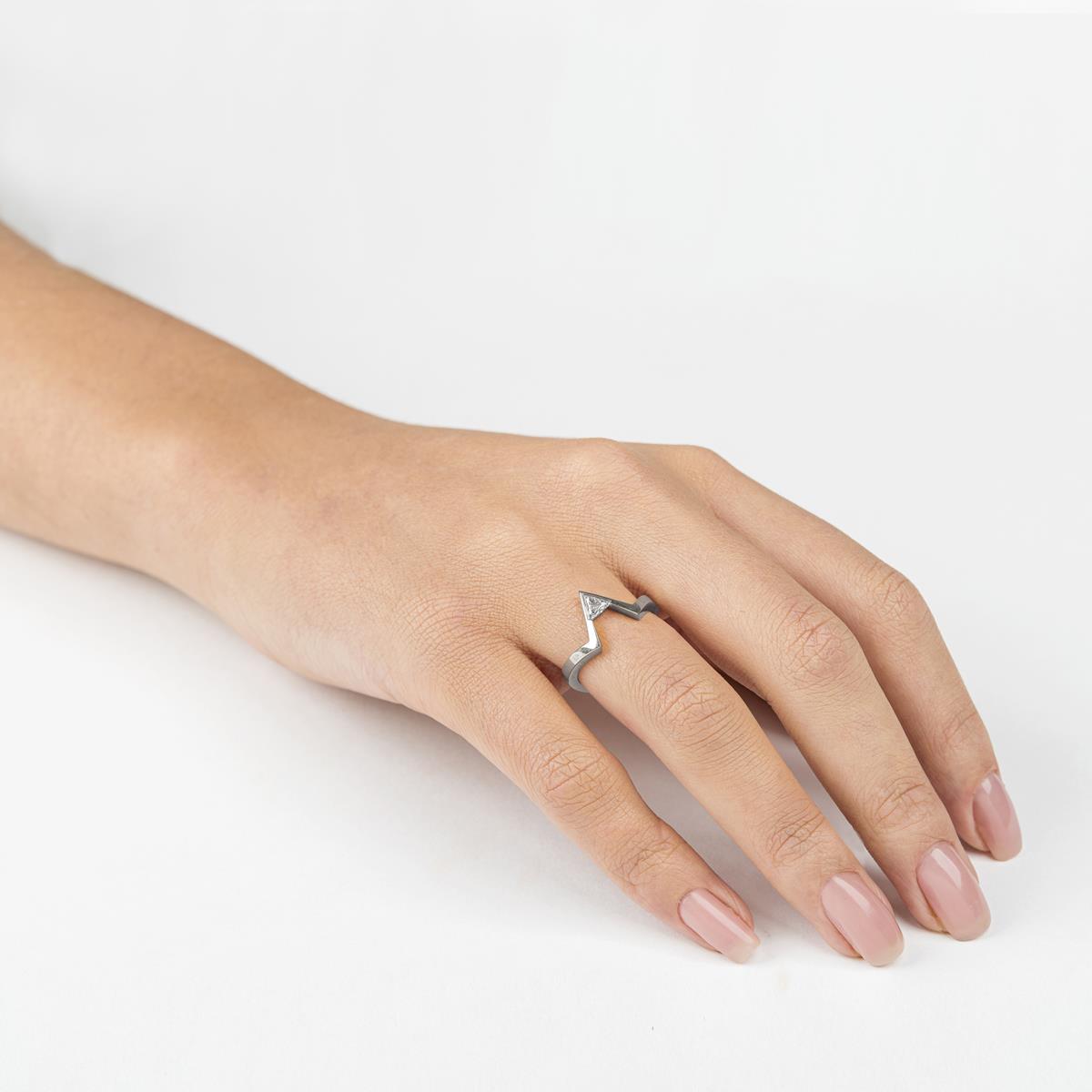 Diamond V Shaped Wedding Ring In Platinum | London | UK