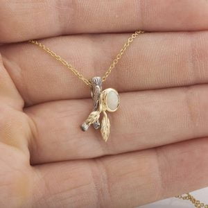 Twig and Leaf Opal Pendant Rose Gold Catalogue