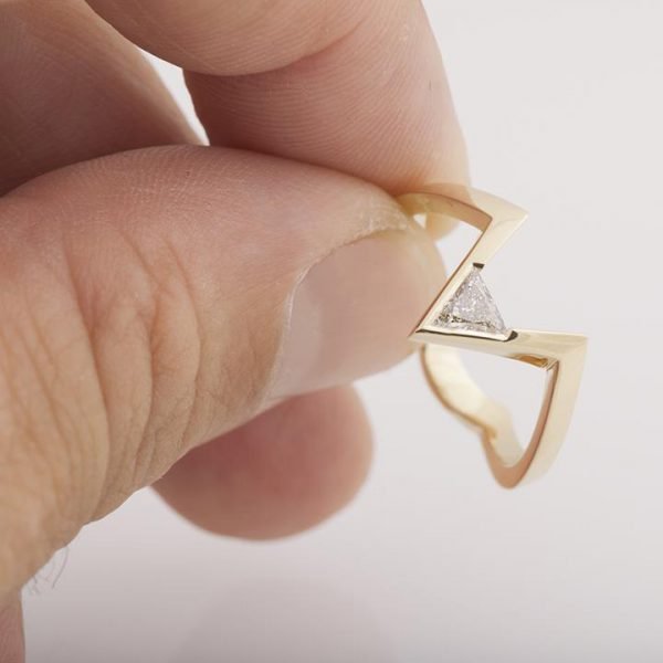 Triangle Diamond V Shaped Engagement Ring White Gold Catalogue
