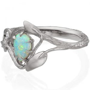 Twig and Leaves Opal Engagement Ring White Gold 3 Catalogue