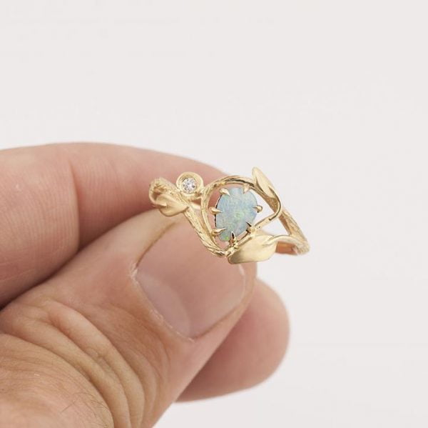 Twig and Leaves Opal Engagement Ring Rose Gold 3 Catalogue